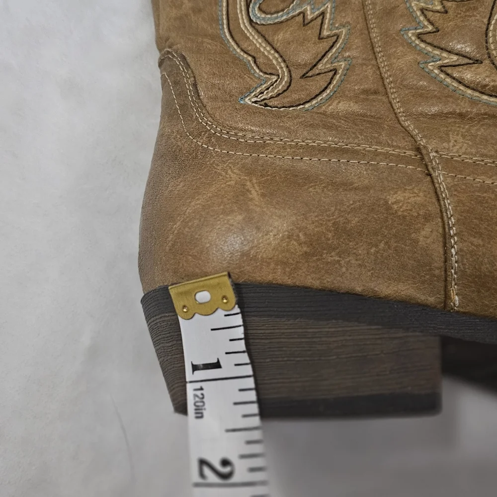 Coconuts by Matisse Cimmaron Teal Tan Color Boho Western Cowgirl Boots - Picture 8 of 16
